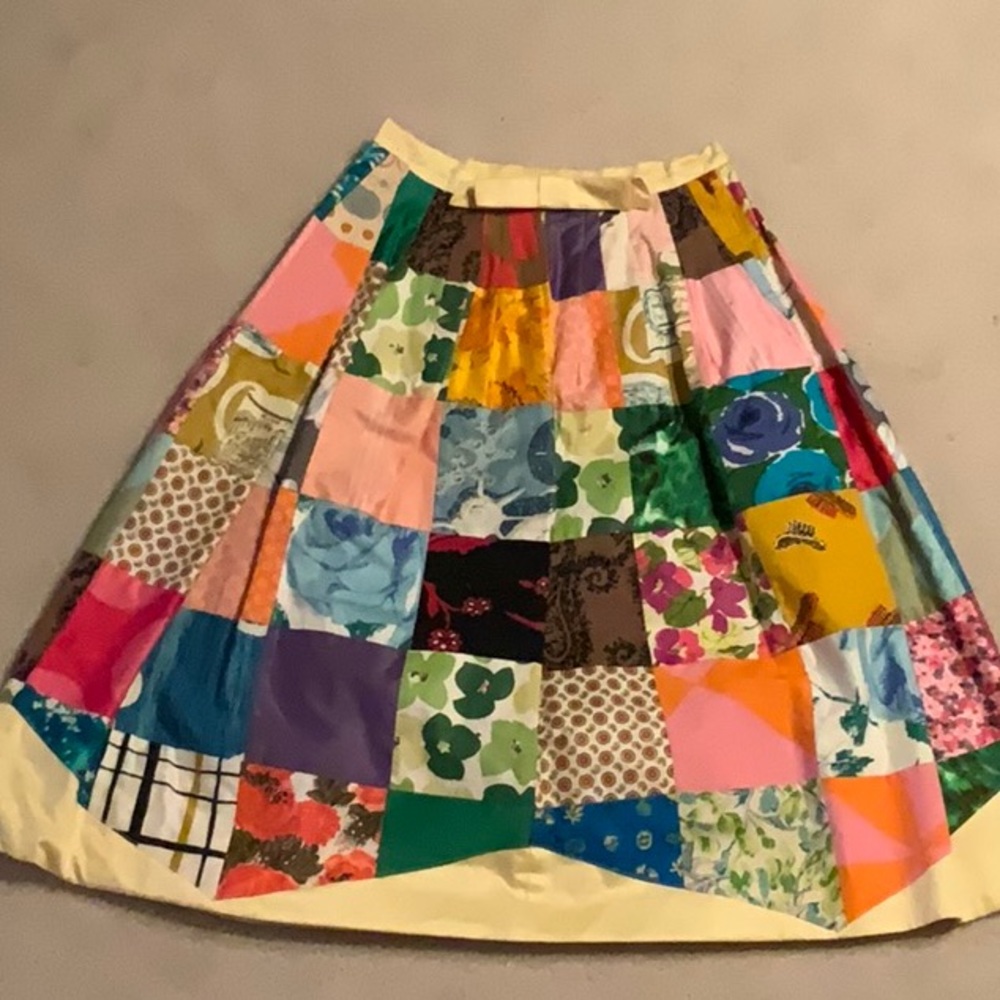 60s - 70s VINTAGE Patchwork A-Line Skirt Adorable! - Picture 3 of 8